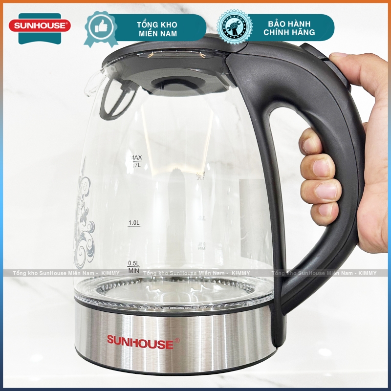 Ấm đun siêu tốc thủy tinh cao cấp Sunhouse SHD1217